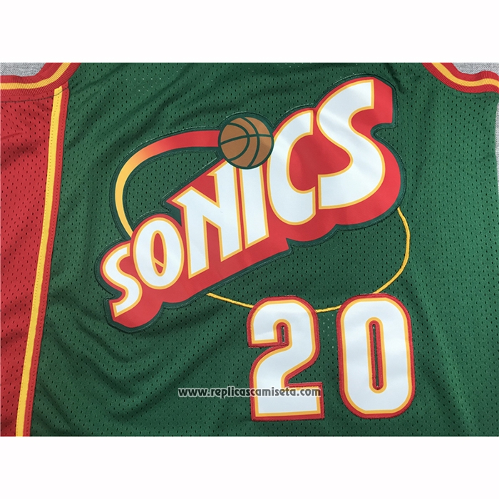 Camiseta Seattle SuperSonics Gary Payton #20 Historic Retro Verde2